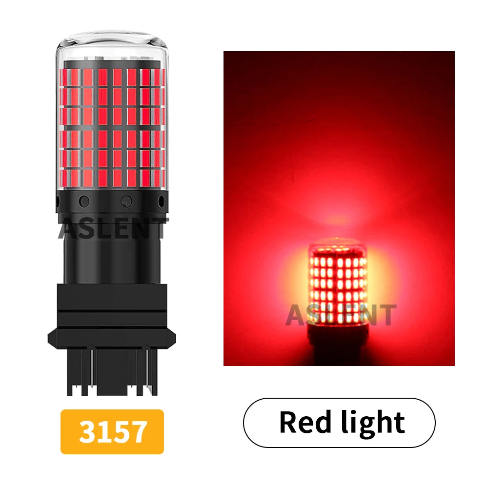 A cylindrical red LED light bulb with a textured surface and black base, used for turn signals or brake lights.