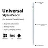 Weißer Stift neben Symbolen für Kompatibilität mit Android, iOS und Windows-Geräten.