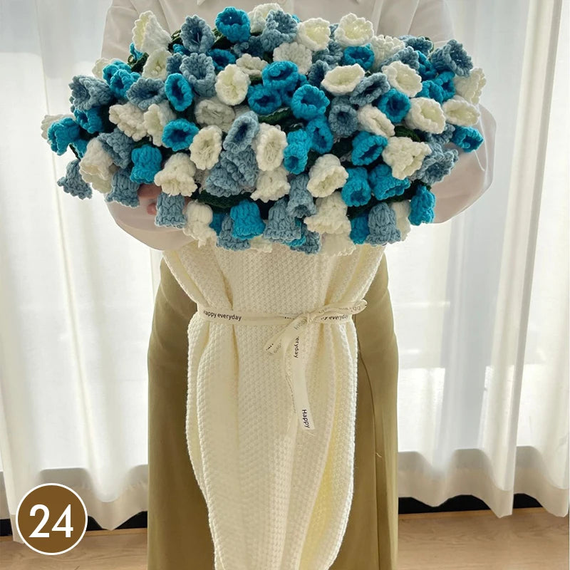 Hand Knitted Rose Bouquet Throw Blanket