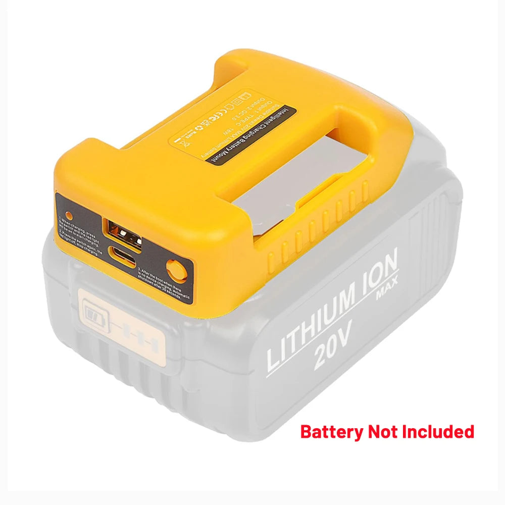 USB & Type-C Power Bank Adapter for DeWalt 20V/18V Li-ion Batteries
