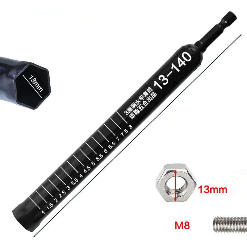 Ceiling Leveling Rod with Hex Socket – 14mm Adjustable Extension Tool