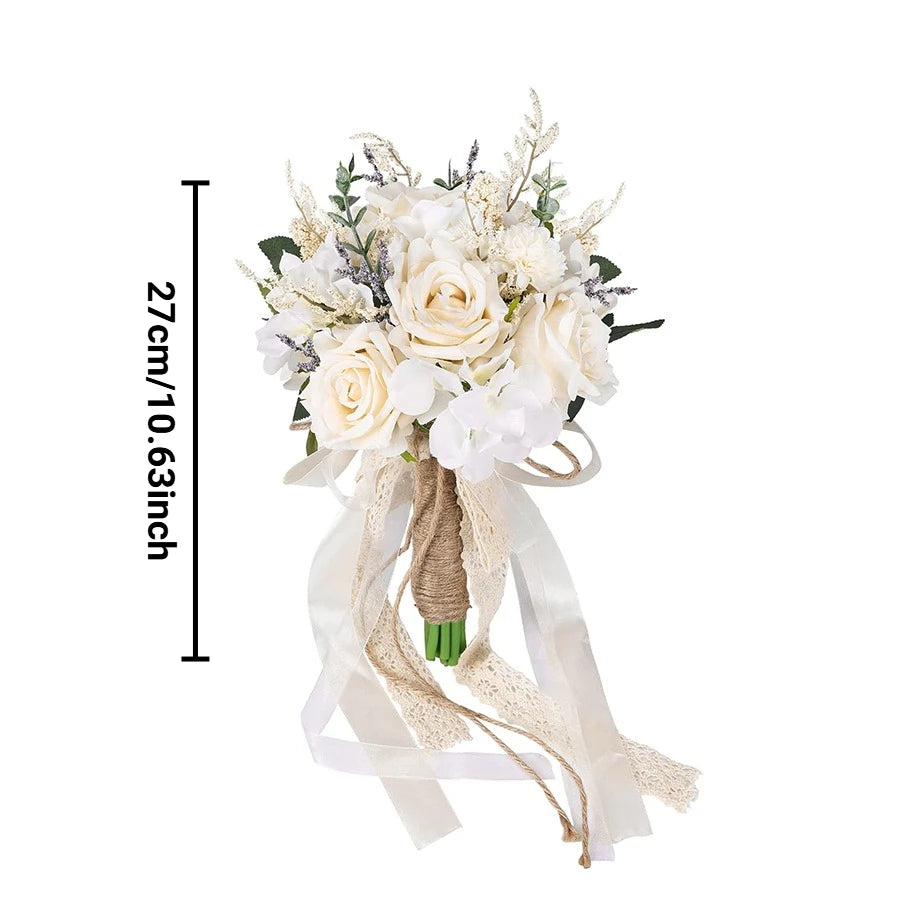 Champagne Ivory Artificial Rose Wedding Bouquet