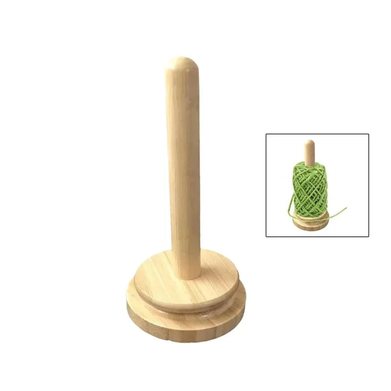 Magnetic Wooden Yarn Holder with Rotating Spindle