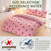Reference notes for size selection of a strawberry print duvet cover set and pillowcases