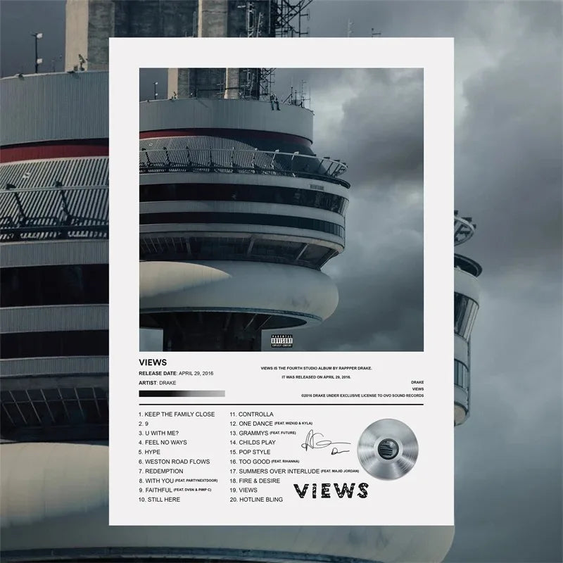 Album art canvas print featuring a large ship silhouette against a cloudy sky.