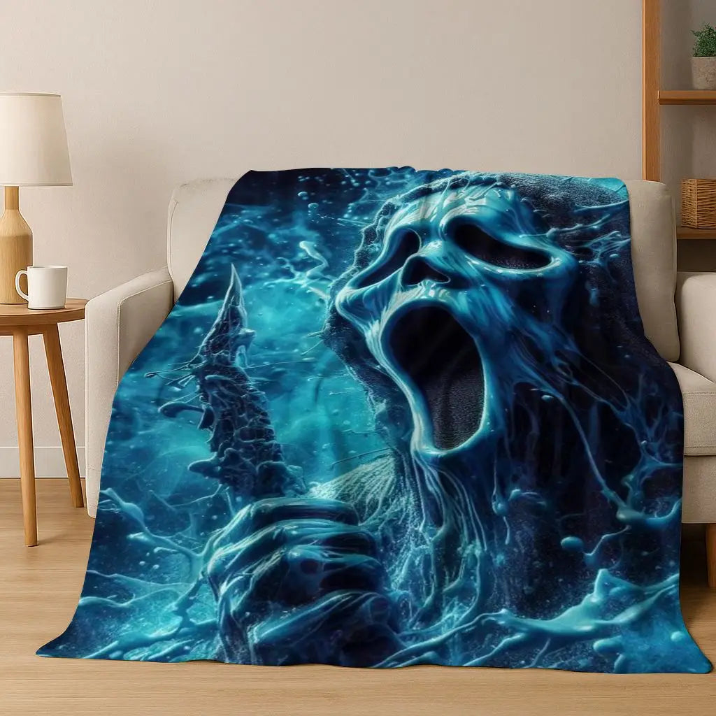Ghost Face Horror Character Flannel Throw Blanket