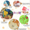 A set of diamond painting coasters showing steps for creating a finished piece.
