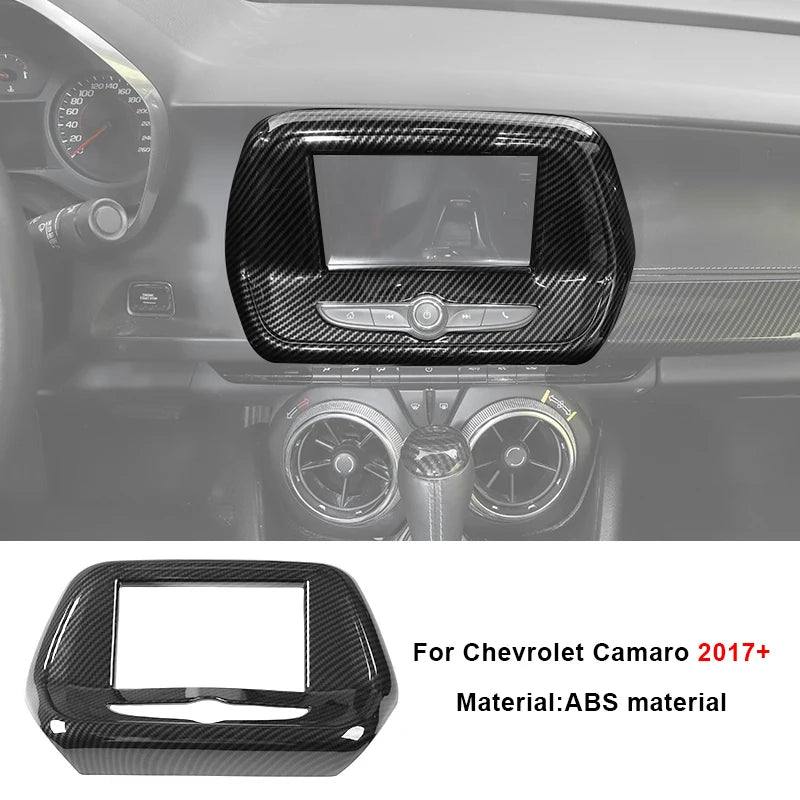 Carbon fiber interior trim kit for Chevrolet Camaro 2017+ featuring a vent and gauges