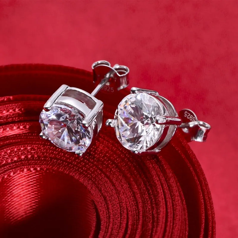 8mm D-Color Moissanite Stud Earrings in 925 Sterling Silver