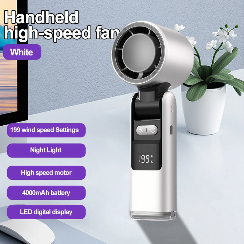 Foldable Mini Turbo Fan with Digital Display