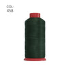 A spool of dark green heavy-duty nylon bonded thread with a red cap.