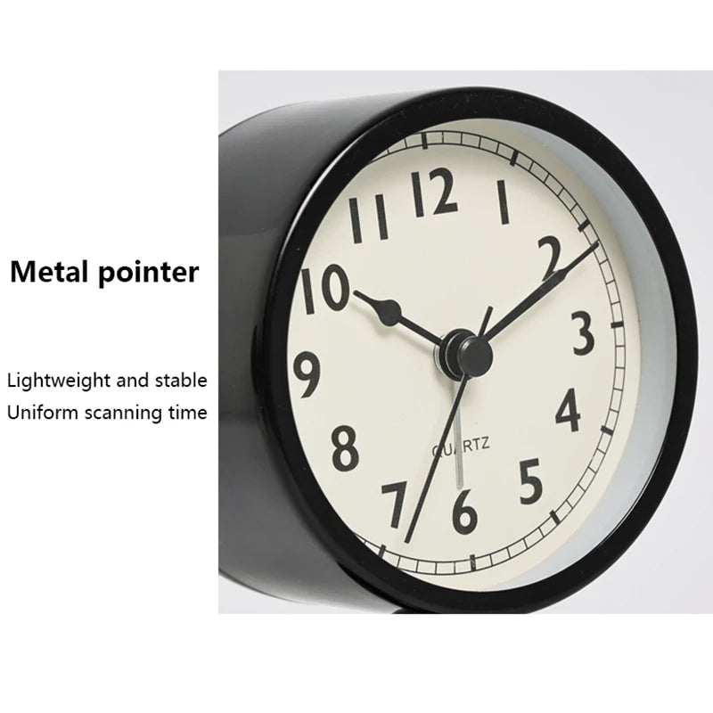 Nordic Metal Round Alarm Clock with Silent Movement and Nightlight