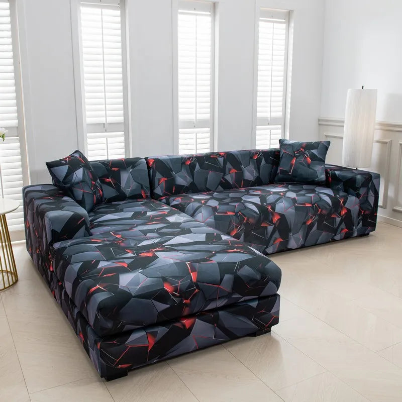 Printed Stretch Sofa Cover for L-Shaped and Corner Sofas