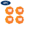 Four reusable orange laundry balls shaped like bears for pet hair and lint removal