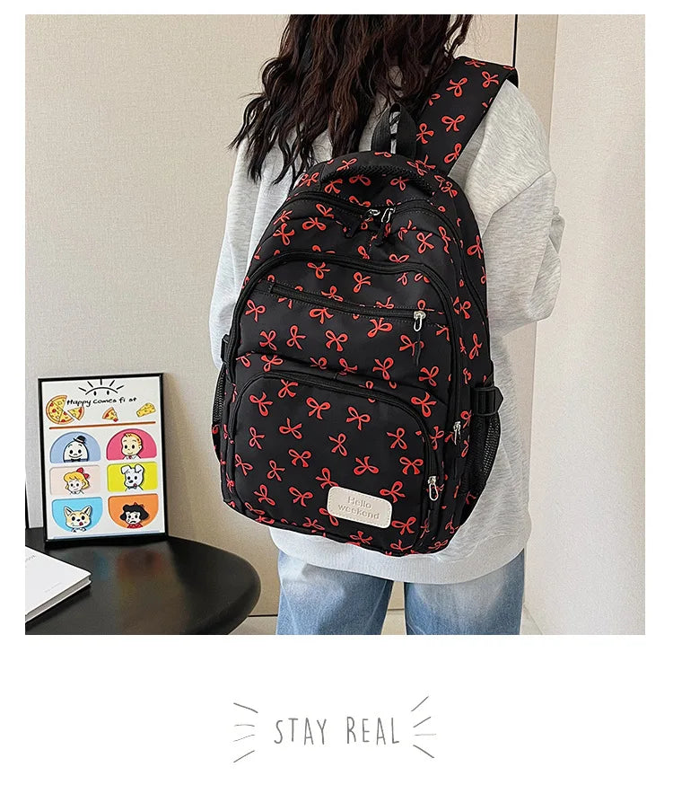 Korean Fashion Bow Print Backpack