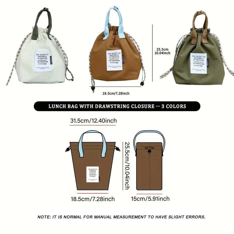 Large Insulated Lunch Bag with Drawstring Closure