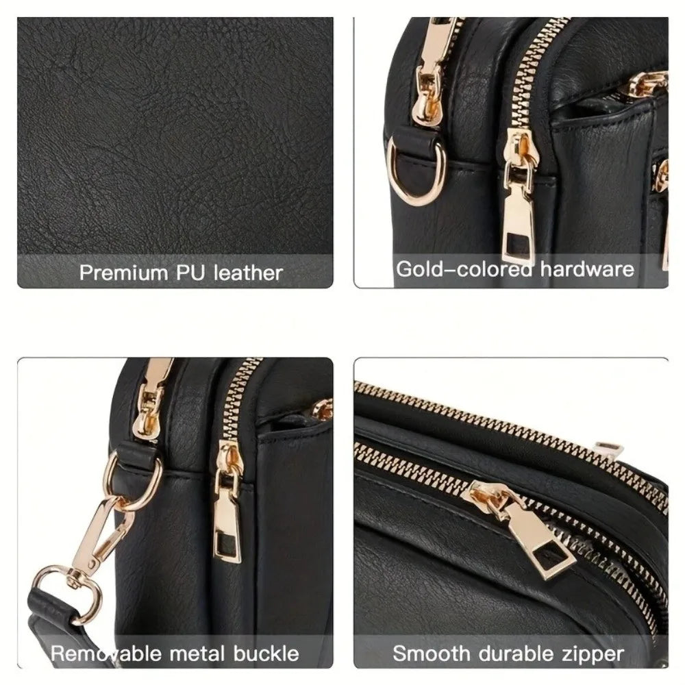 Compact Square Crossbody Bag with Adjustable Strap