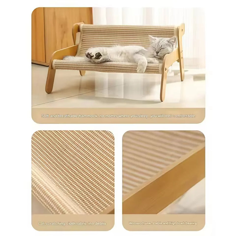 Sisal Cat Scratcher Lounge Bed with Hammock
