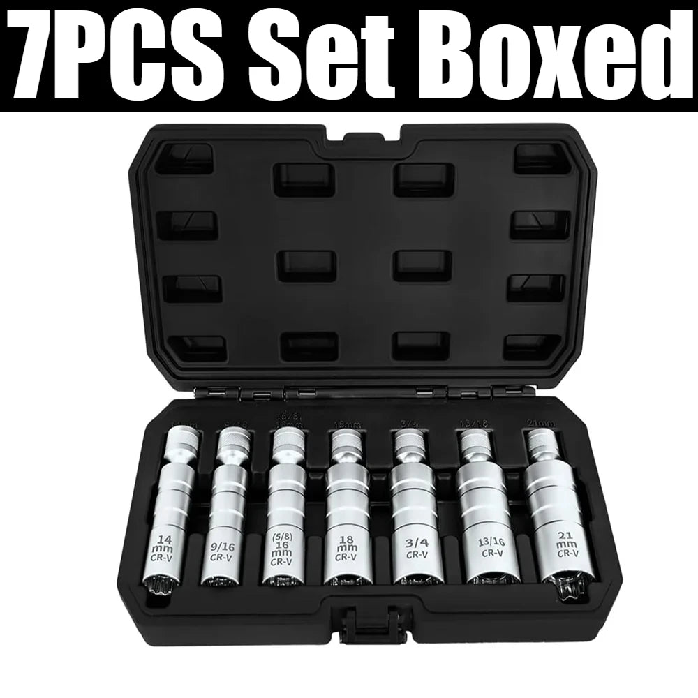 Universal Joint Spark Plug Socket Set with Magnetic Thin Wall Design