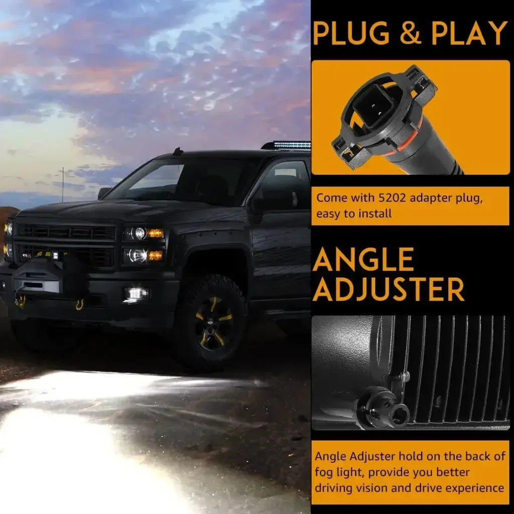 Plug and play angle adjuster for LED fog lights, designed to improve driving vision.