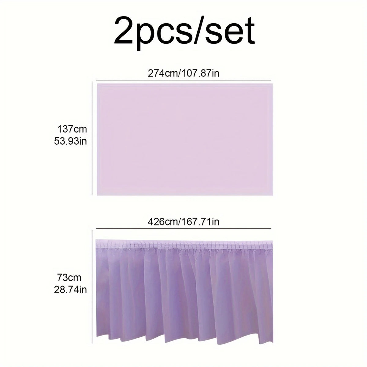 Disposable Rectangular Tablecloth Set with Matching Skirting