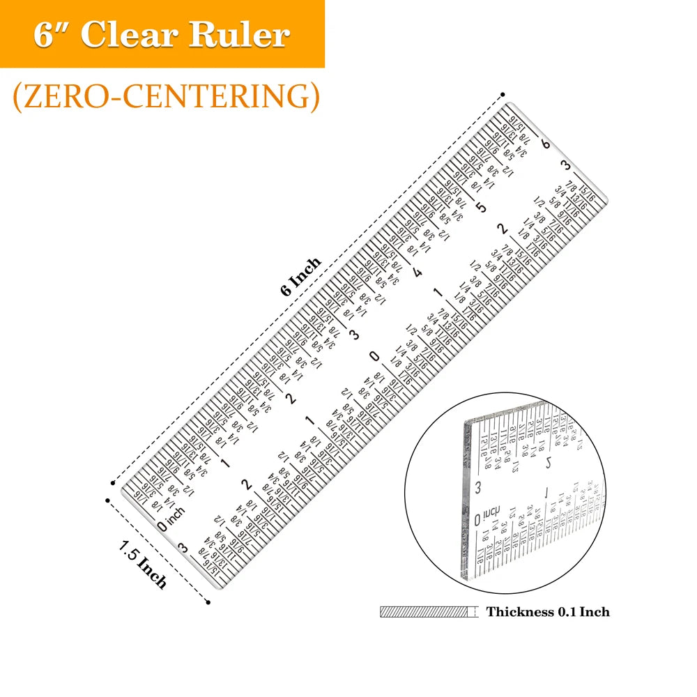Zero-Centering Clear Acrylic Ruler for Crafting & Card Making
