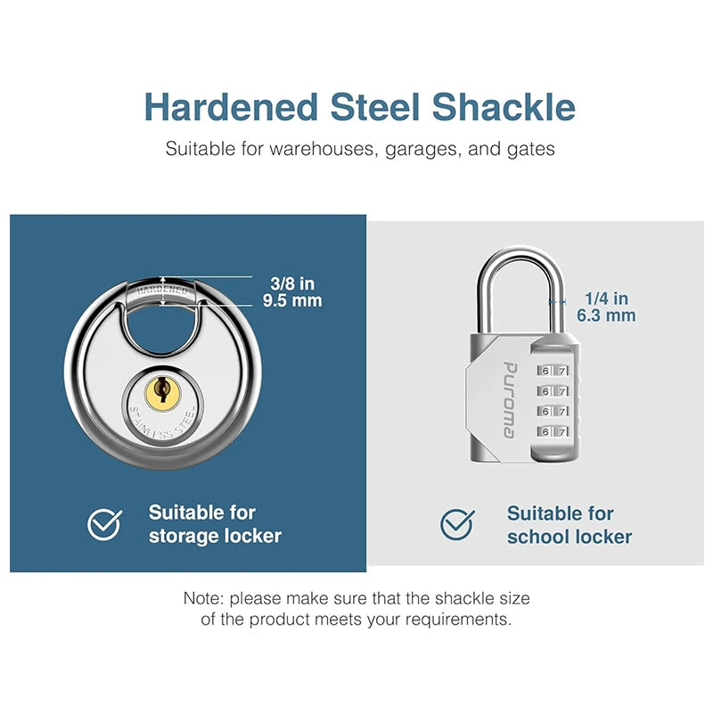 Heavy Duty Stainless Steel Disc Lock with 2 Keys
