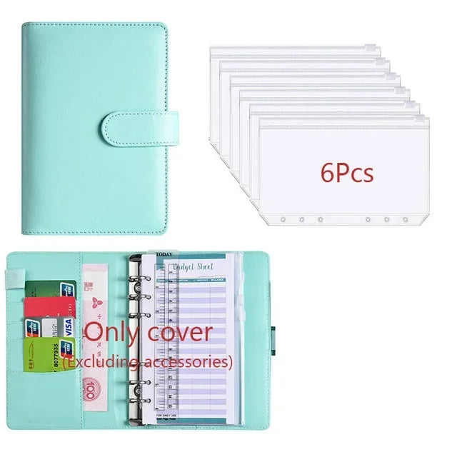 A6 PU Leather Budget Binder with Cash Envelope Organizer