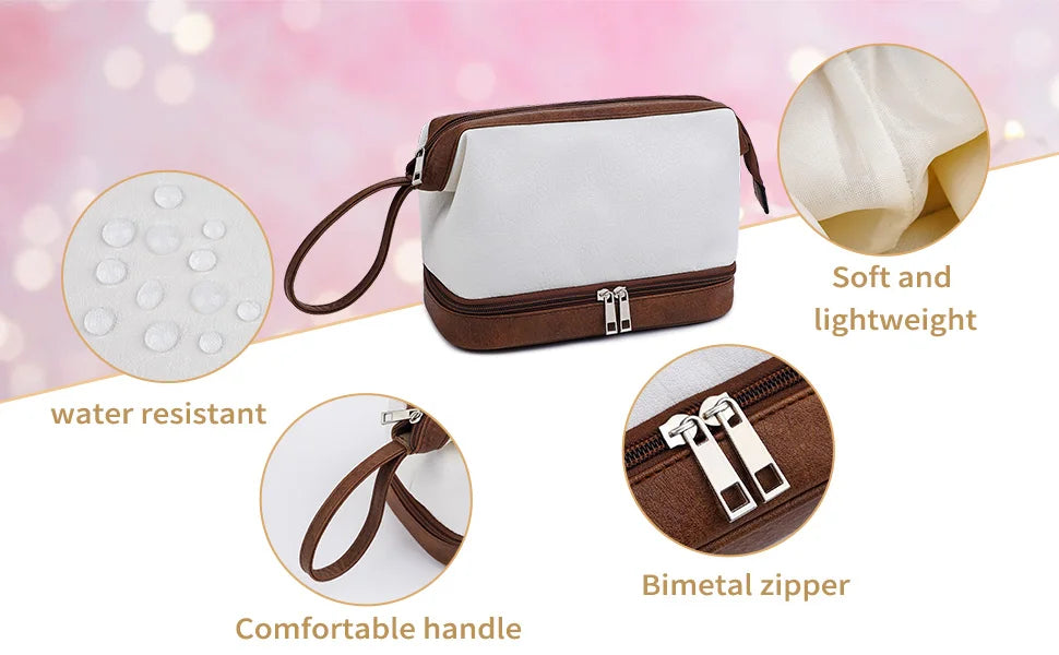 Large-Capacity Waterproof Travel Makeup Bag with Durable PU Leather & Smart Organization
