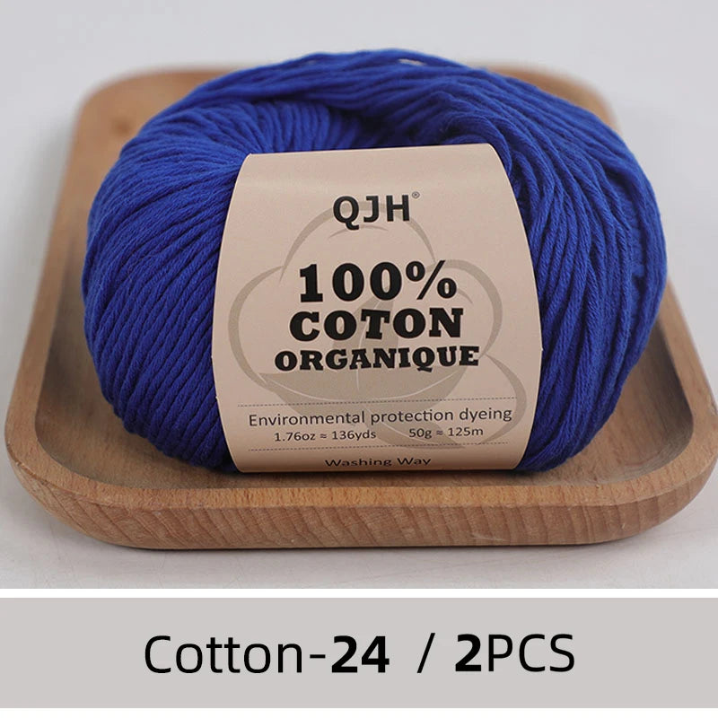 100% Organic Cotton Yarn for Knitting and Crocheting (2-Pack)