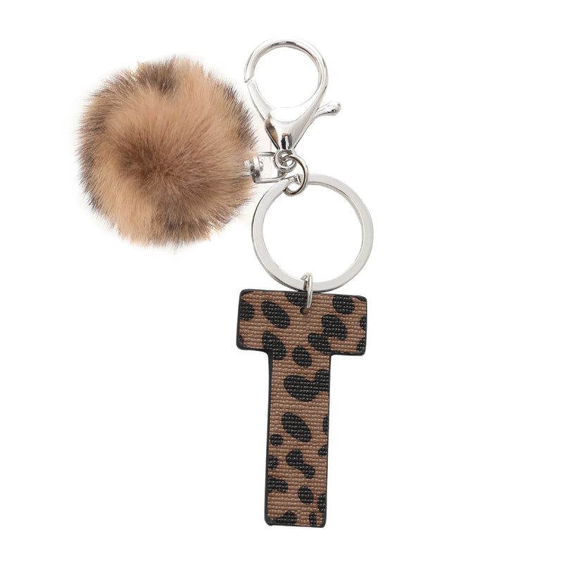 Leopard Print Letter Keychain