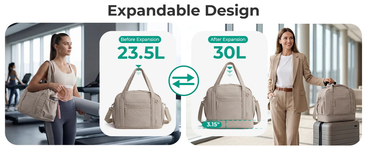 Expandable Travel Duffle Bag with TSA Toiletry Kit