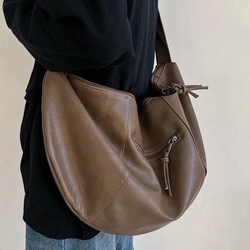 Dumpling-Style PU Crossbody Bag