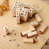 Vintage Wooden Rubber Stamp Set with Ink Pad