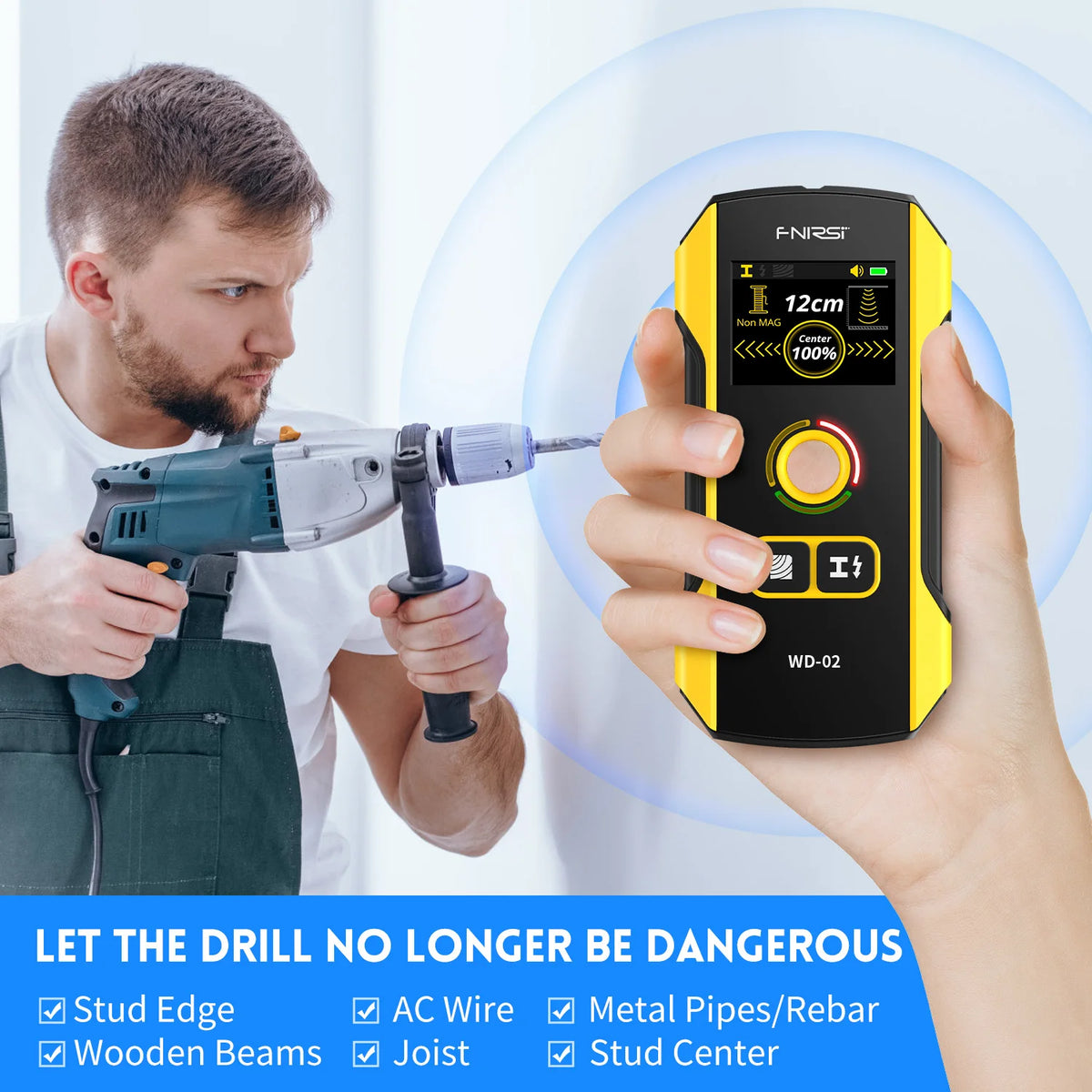 Wall Scanner Stud Finder with TFT Display and AC Wire Detection