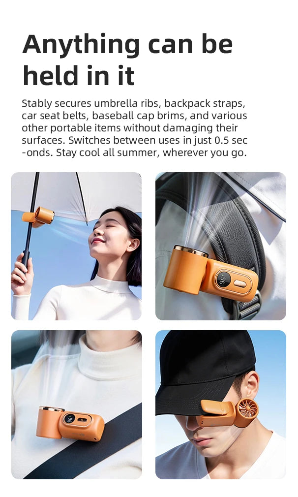 Portable Rechargeable Mini Handheld Fan with 5 Speeds & LED Display