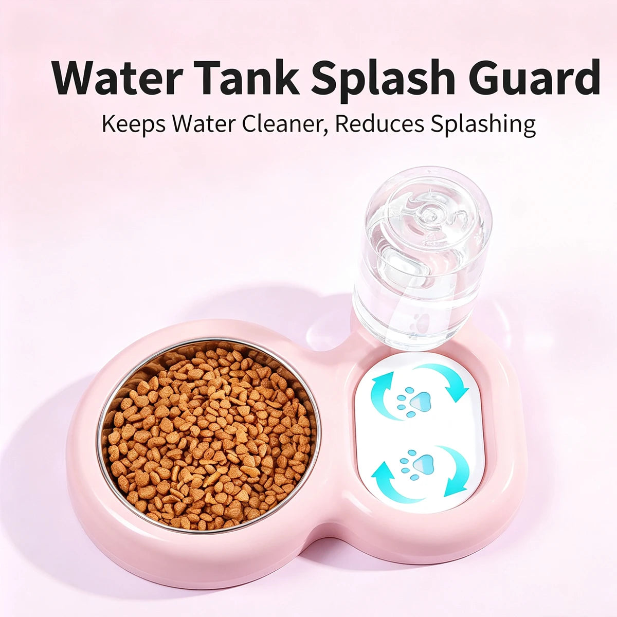 2-in-1 Pet Food and Water Bowl with Automatic Water Dispenser