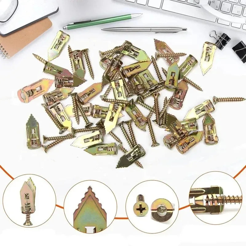 Self-Drilling Drywall Anchors with Screws (50 or 100 Pack)