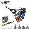 A set of squid hook models and a jig hook protector kit with carabiners.