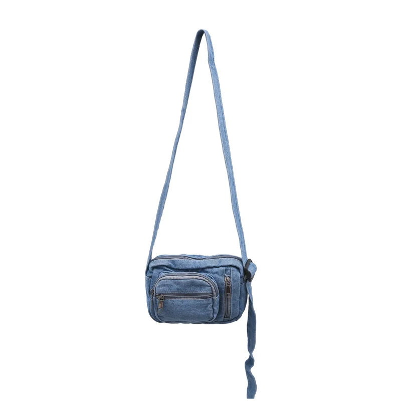 Klassische Denim-Crossbody-Tasche mit verstellbarem Riemen