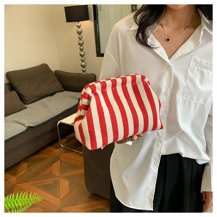Woven Crochet Hobo Handbag with Colorblock Design