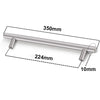 Moderne Edelstahl-T-Bar-Schrankgriffe mit 350 mm Länge und 10 mm Durchmesser.