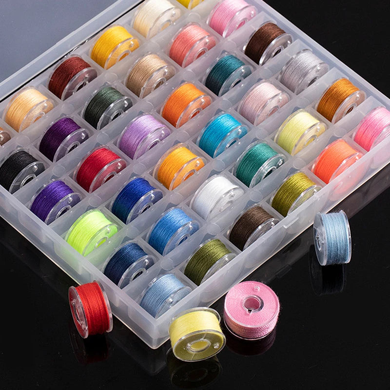 Pre-filled Sewing Bobbins Set with Storage Case