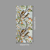 Floral stained glass window film featuring birds and white flowers on a gray background