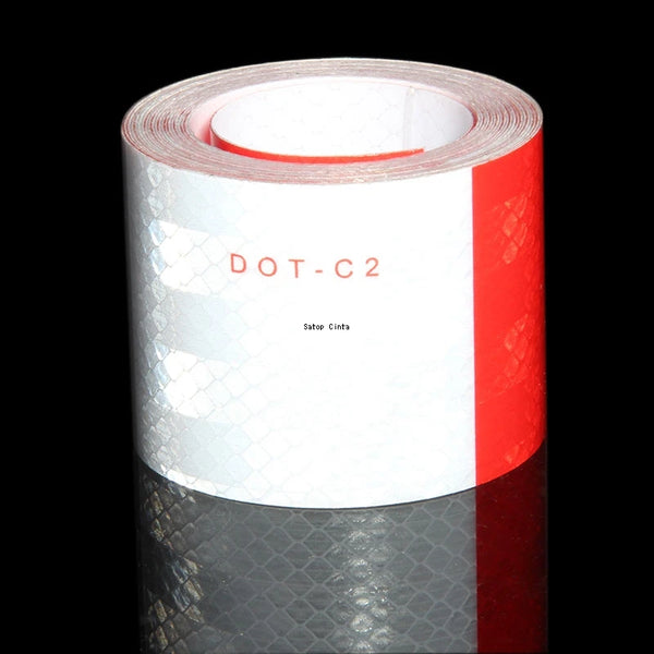 Rolle weiß-rotes, reflektierendes Warnband mit DOT-C2-Kennzeichnung