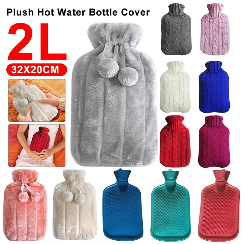 Plush Hot Water Bottle Cover with Soft Fleece Lining
