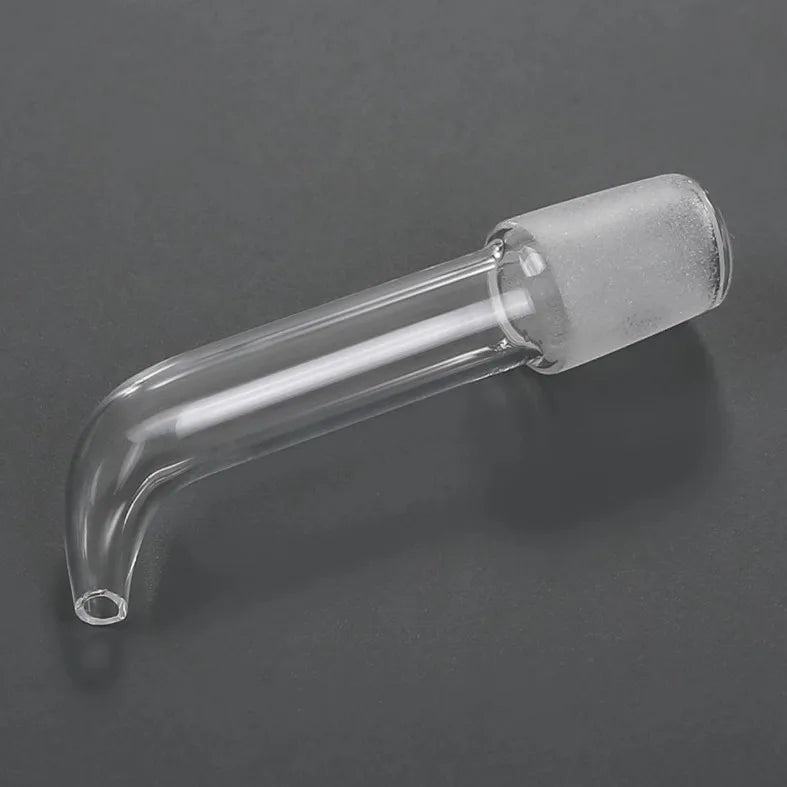 A clear borosilicate glass oil and vinegar dispenser with a curved spout.