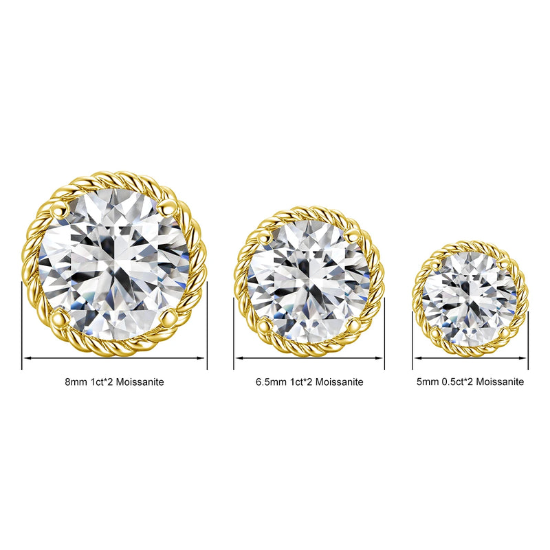 Pendientes de Moissanite con Baño de Oro de 14K