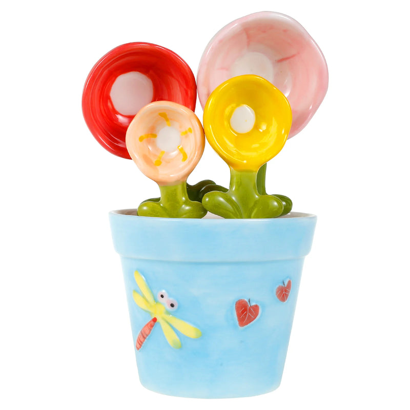 Ceramic Flower-Shaped Measuring Spoon Set with Stand