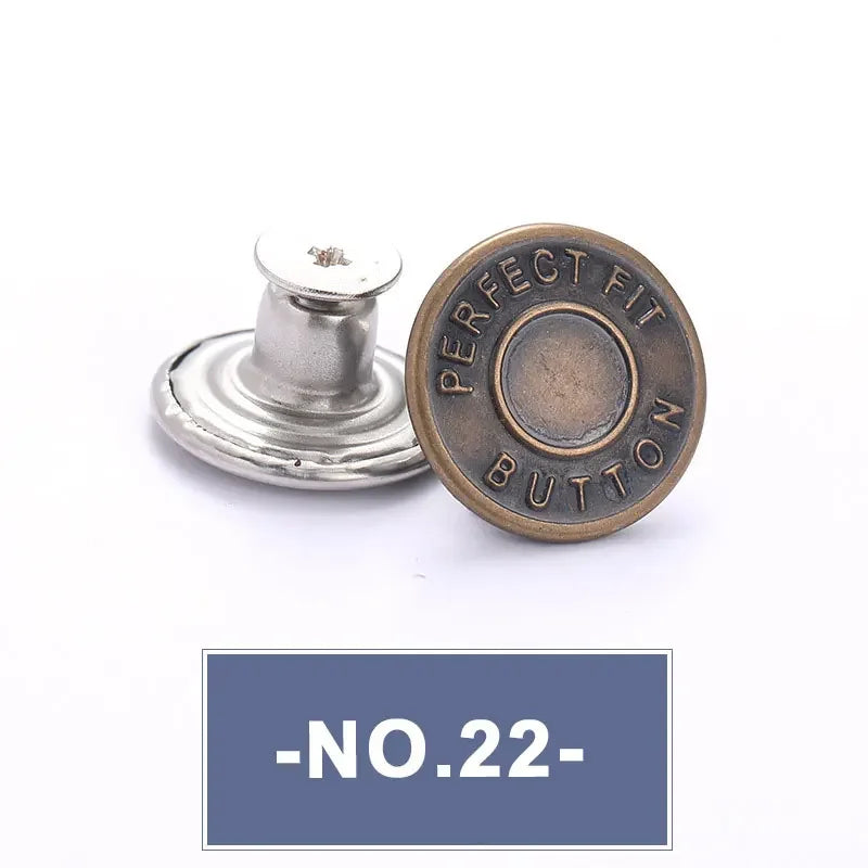 No-Sew Replacement Jeans Buttons - 17mm Metal Snap Buttons